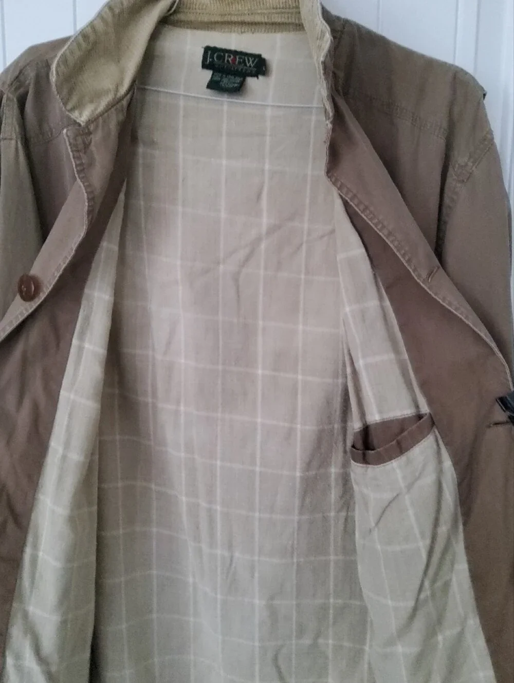 J. Crew Men’s Brown Cotton Field Jacket with Cream Corduroy Collar